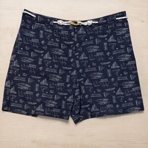 Lauren Ralph Lauren Women's Navy Nautical Shorts Women's 16 Rope Belt High Rise